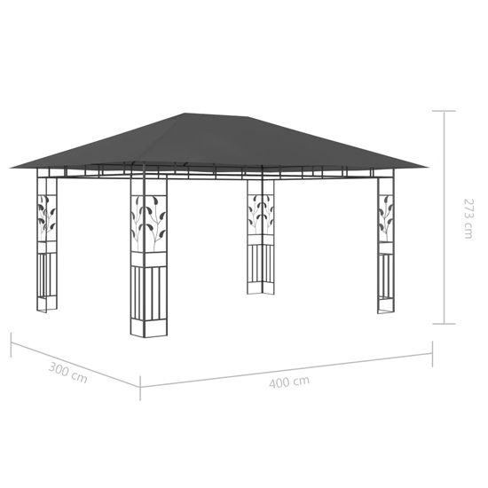 Marcel 4m x 3m Gazebo In Anthracite With Net And LED Lights