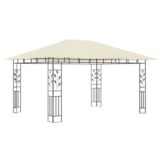 Marcel 4m x 3m Gazebo In Cream With Net And LED Lights