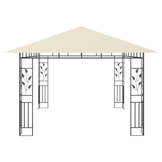 Marcel 4m x 3m Gazebo In Cream With Net And LED Lights