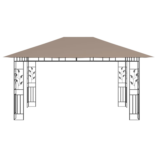 Marcel 4m x 3m Gazebo In Taupe With Net And LED Lights