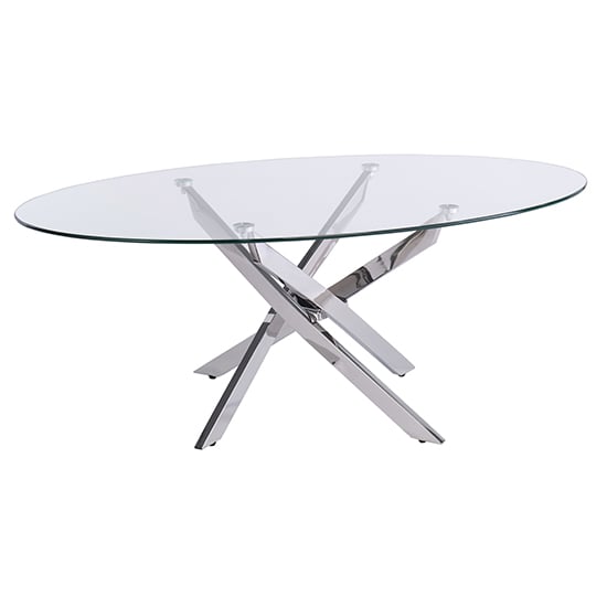 Marcel Oval Clear Glass Coffee Table With Chrome Legs