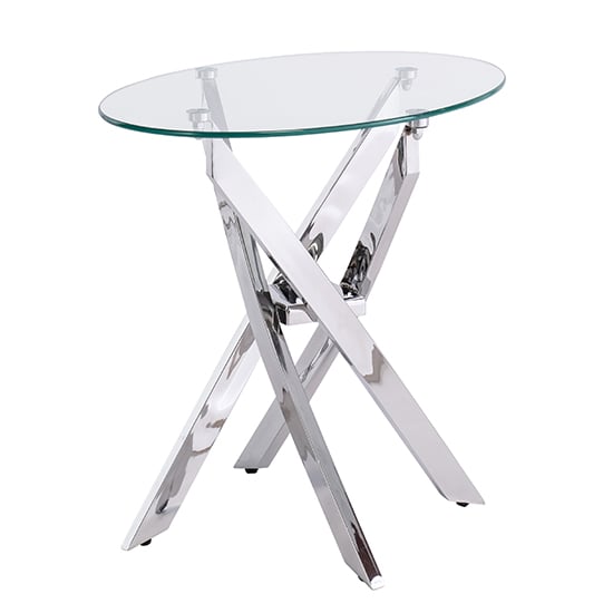 Marcel Oval Clear Glass End Table With Chrome Legs Furniture in Fashion
