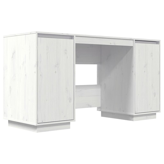 Marcel Solid Pine Wood Laptop Desk With 2 Door In White