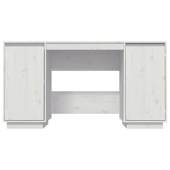 Marcel Solid Pine Wood Laptop Desk With 2 Door In White