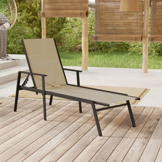 Read more about Marcel steel sun lounger with textilene fabric seat in cream