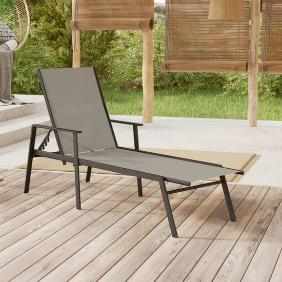 Read more about Marcel steel sun lounger with textilene fabric seat in grey