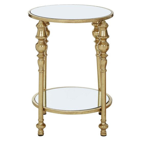 Marcia 2 Tier Mirrored Glass Side Table In Gold Furniture in Fashion