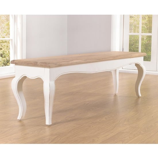 Marco Wooden Dining Bench In Acacia And Ivory_1