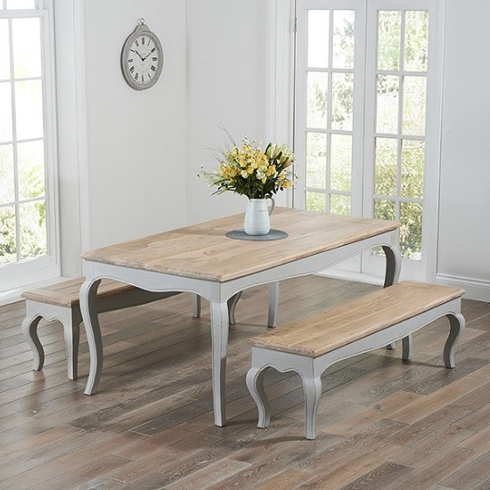 Marco Wooden Dining Bench In Acacia And Grey_3