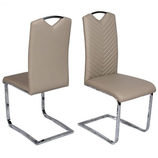 Marconi Cantilever Dining Chair In Taupe Faux Leather In A Pair