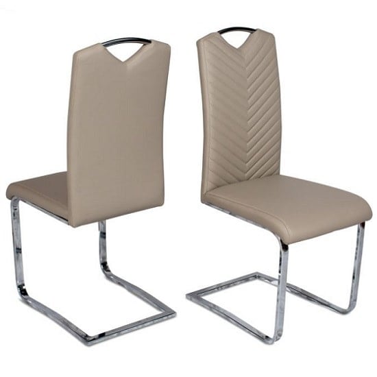 Read more about Marconi cantilever dining chair in taupe faux leather in a pair