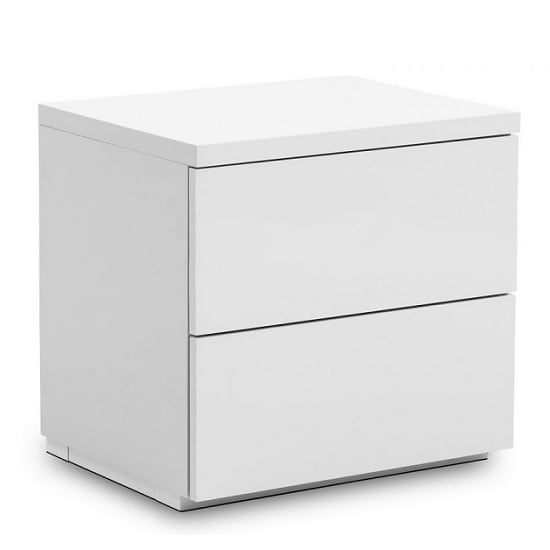 Product photograph of Maeva Bedside Cabinet In White High Gloss With 2 Drawers from Furniture in Fashion