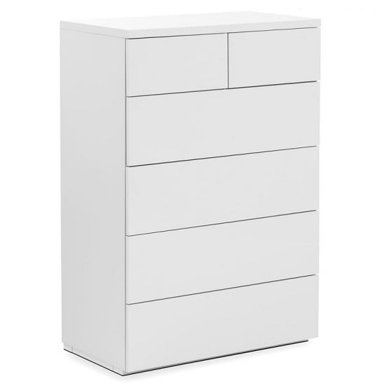 Photo of Maeva chest of drawers in white high gloss with 6 drawers