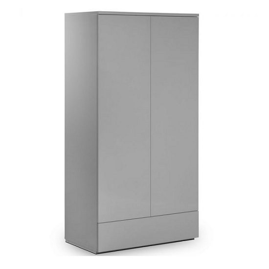 Read more about Maeva wardrobe in grey high gloss with 2 doors and 1 drawer