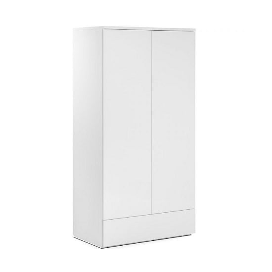 Maeva Wardrobe In White High Gloss With 2 Doors And 1 Drawer