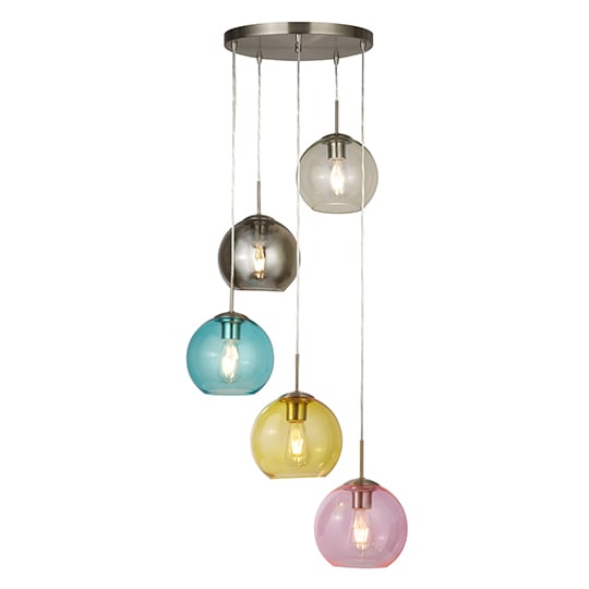 Product photograph of Mardi Gras 5 Lights Pendant Ceiling Light In Satin Silver from Furniture in Fashion