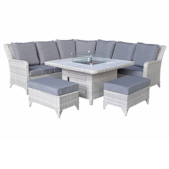 Maree Corner Dining Sofa Set With Fire Pit In Creamy Grey_3