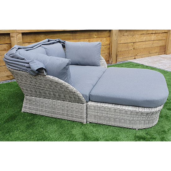 Maree Rattan Garden Daybed With Cushion In Grey