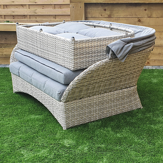 Maree Rattan Garden Daybed With Cushion In Grey