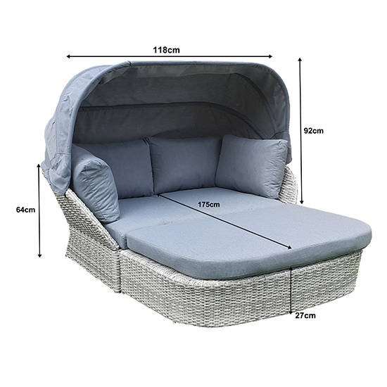 Maree Rattan Garden Daybed With Cushion In Grey