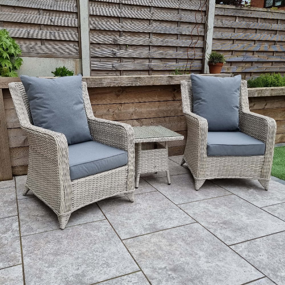 Maree Rattan Garden Lounge Set With Drinks Table In Grey