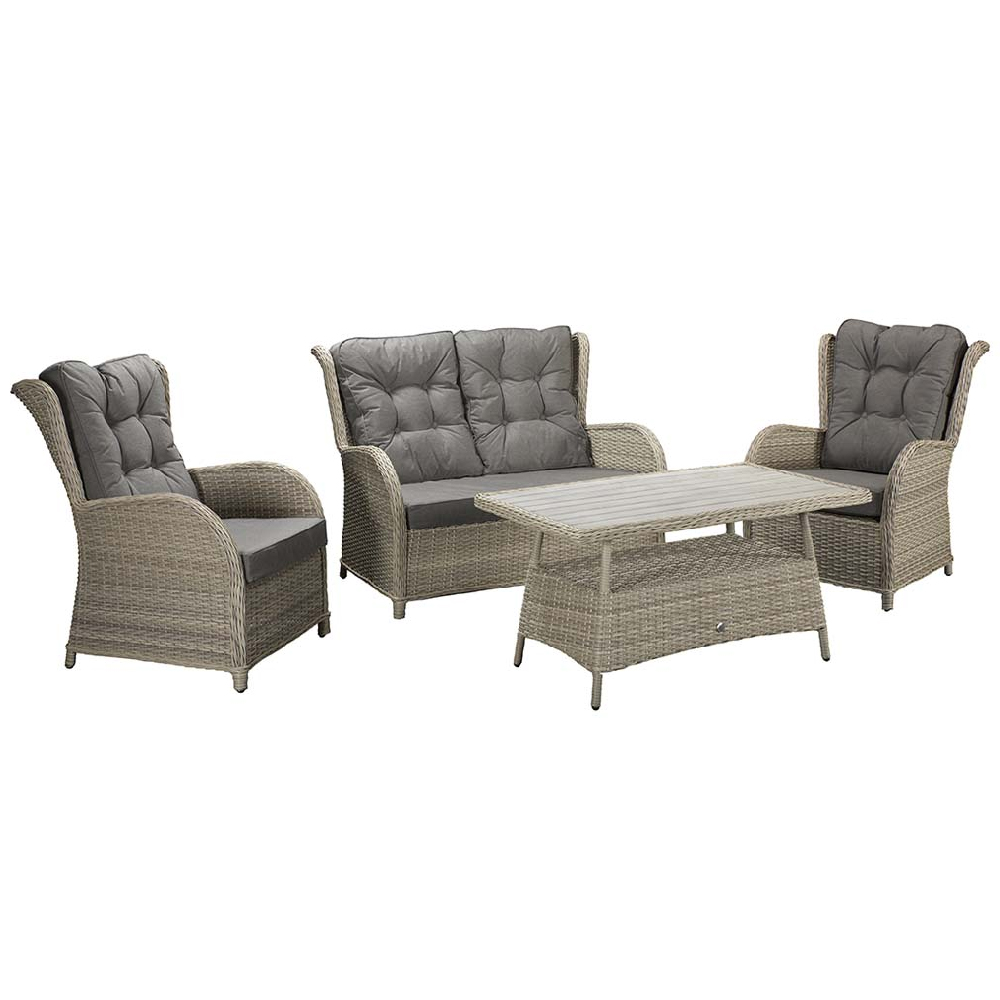 Maree Rattan Garden Sofa Set With Coffee Table In Grey