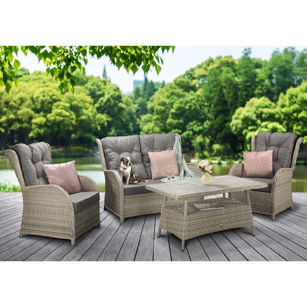 Maree Rattan Garden Sofa Set With Coffee Table In Grey