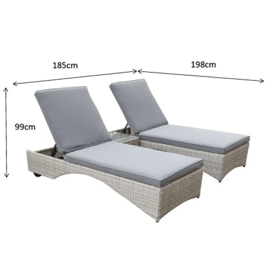 Maree Sunlounger Set With Drinks Table In Creamy Grey_4