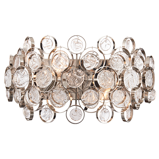 Marella 2 Lights Glass Medallions Wall Light In Bright Nickel