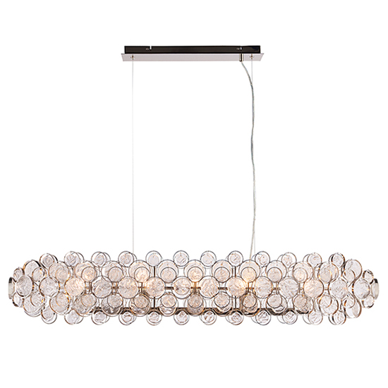 Marella 8 Light Glass Medallions Pendant Light In Bright Nickel