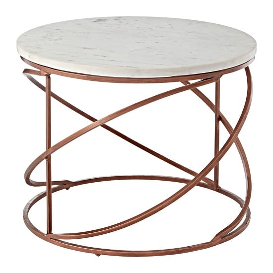 Maren Marble Top Coffee Table Round With Copper Finish Frame_1