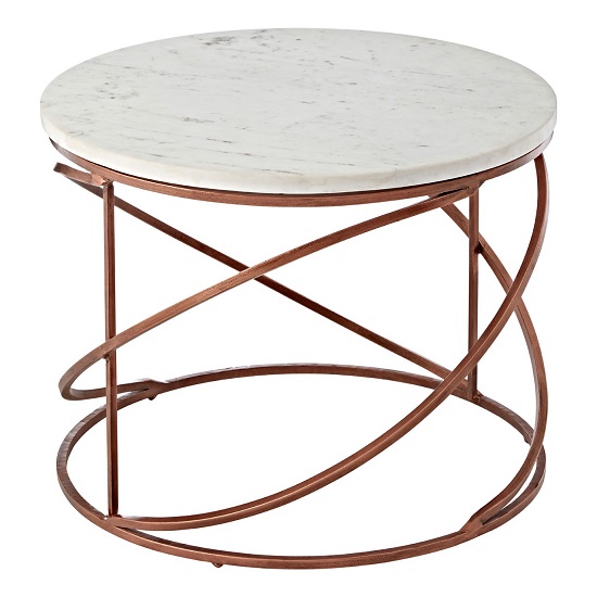 Maren Marble Top Coffee Table Round With Copper Finish Frame_2