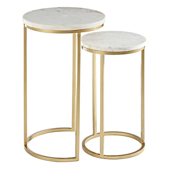 Maren Tall White Marble Top Nest Of 2 Tables With Gold Base_3