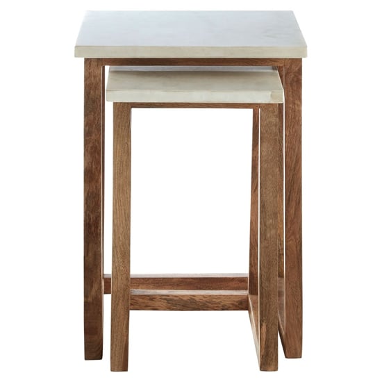 Maren White Marble Top Nest Of 2 Tables With Wooden Base_2