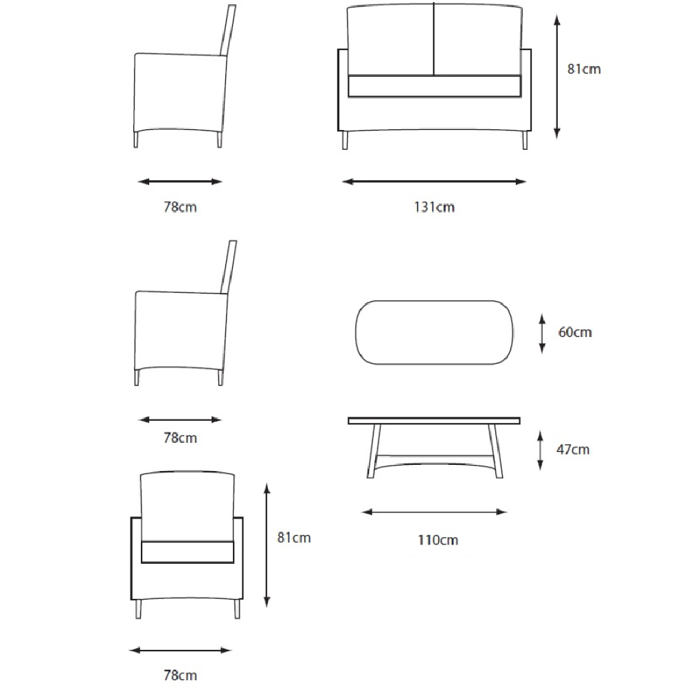 Marfa Glass Top Garden Lounge Sofa Set With Coffee Table In Stone