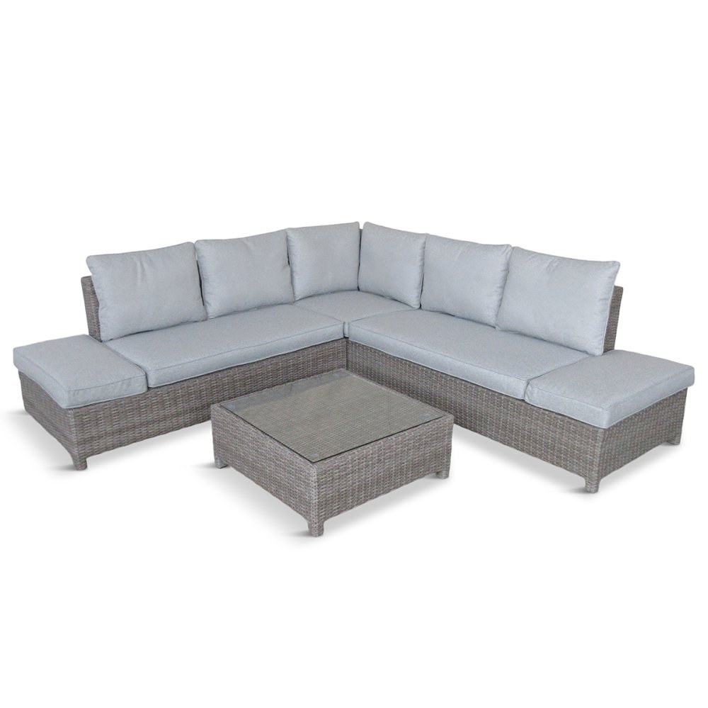 Marfa Rattan Garden Sofa Set With Coffee Table In Sand