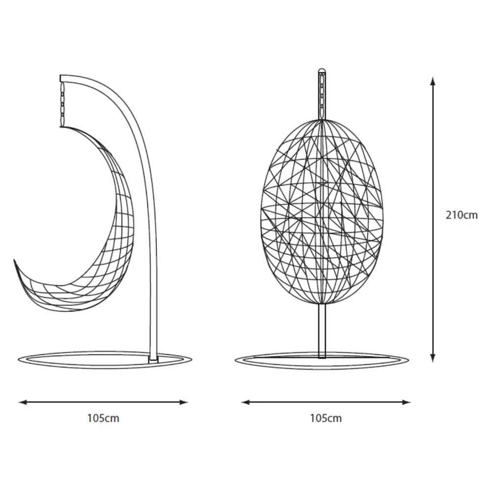 Marfa Rattan Swing Seat Hanging Egg-Shaped Chair in Sand