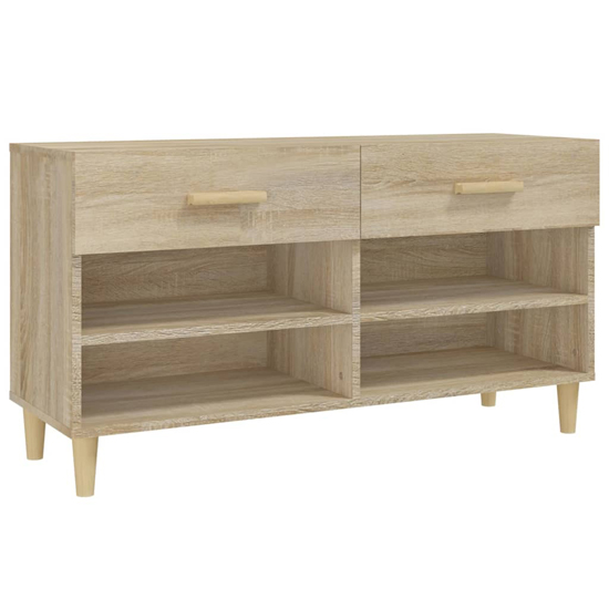 Marfa Wooden Shoe Storage Bench With 2 Drawers In Sonoma Oak