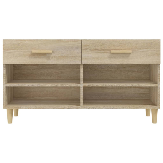 Marfa Wooden Shoe Storage Bench With 2 Drawers In Sonoma Oak