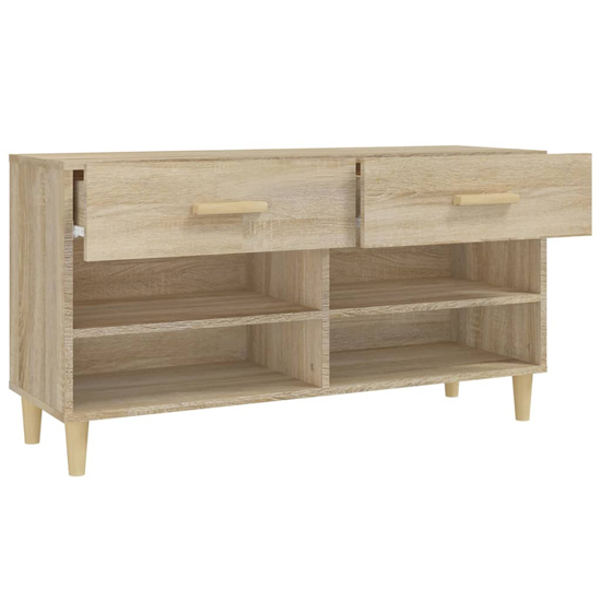 Marfa Wooden Shoe Storage Bench With 2 Drawers In Sonoma Oak