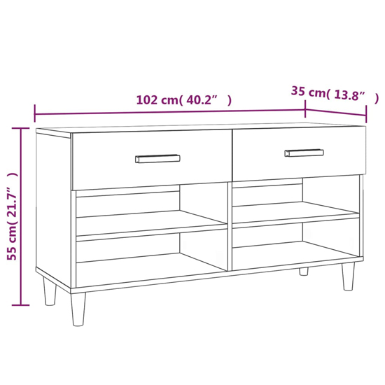 Marfa Wooden Shoe Storage Bench With 2 Drawers In Sonoma Oak