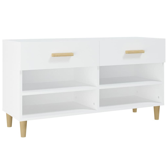 Marfa Wooden Shoe Storage Bench With 2 Drawers In White