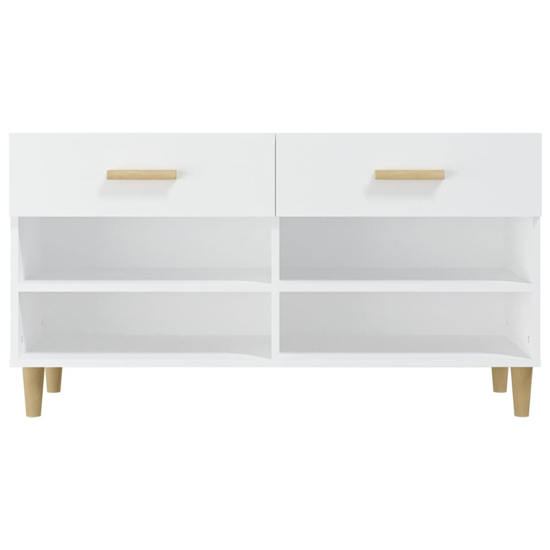 Marfa Wooden Shoe Storage Bench With 2 Drawers In White