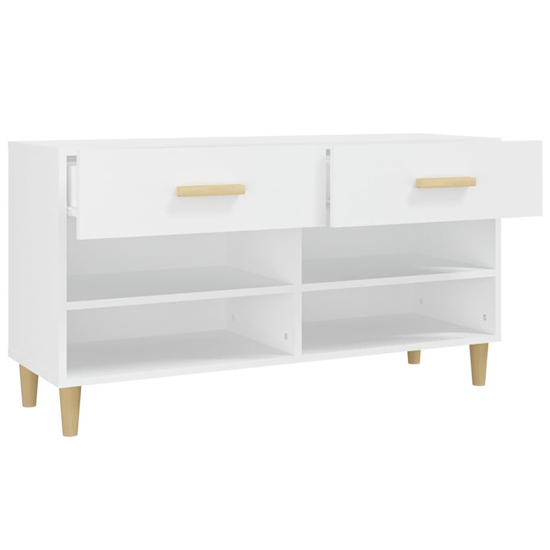 Marfa Wooden Shoe Storage Bench With 2 Drawers In White