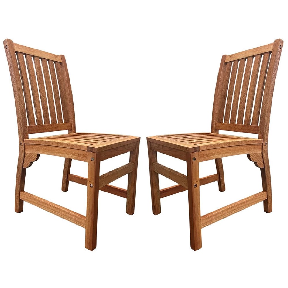 Product photograph of Marfa Natural Wooden Outdoor Side Chairs In Pair from Furniture in Fashion