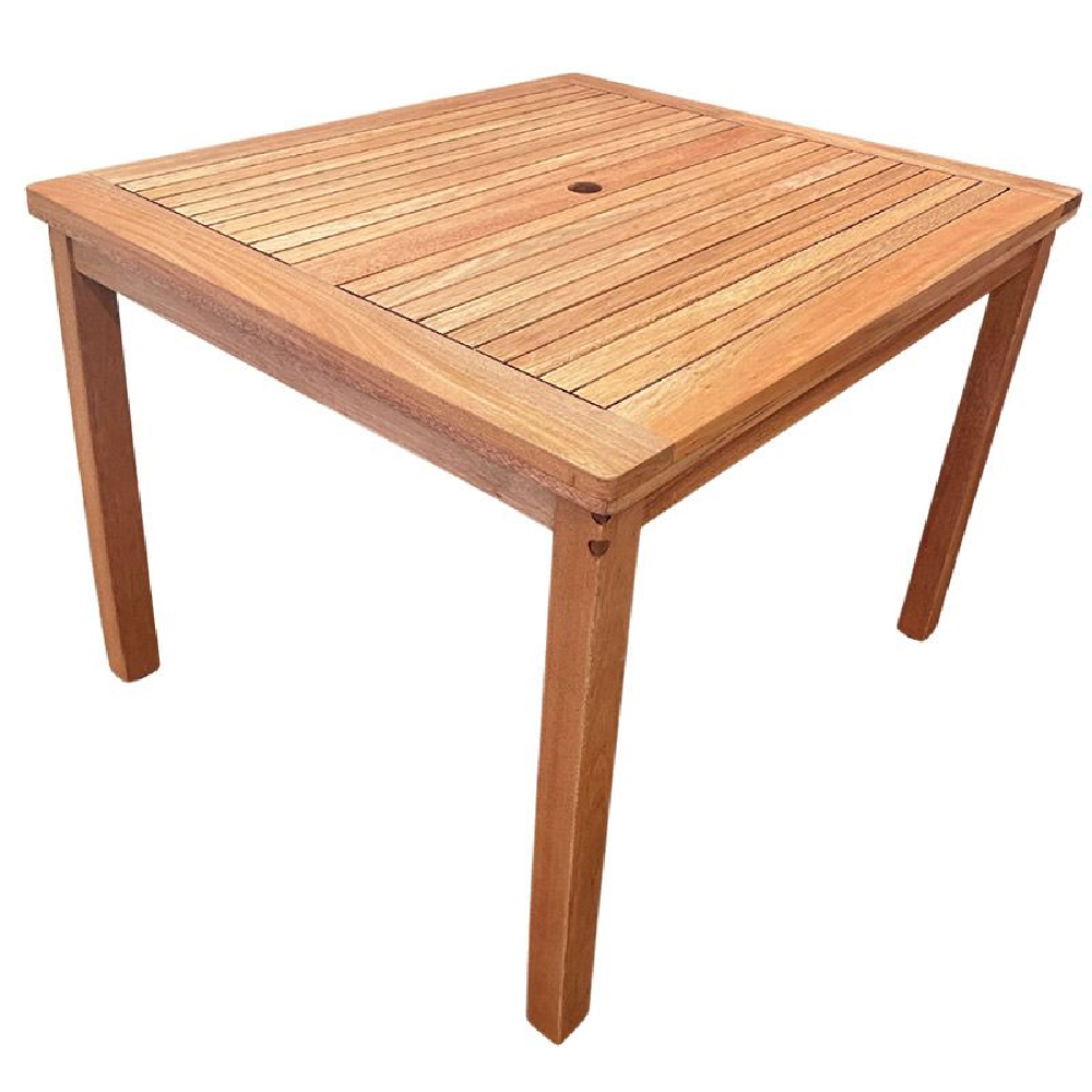 Marfa Wooden Outdoor Square Dining Table With 4 Chairs In Natural
