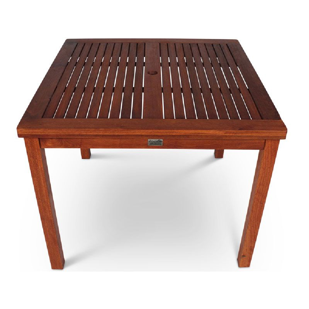 Marfa Wooden Outdoor Square Dining Table In Dark Brown