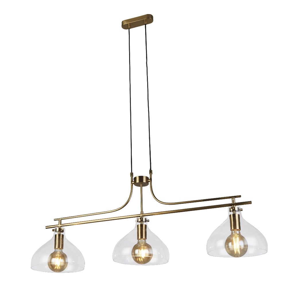 Read more about Margarita 3 light clear glass shade bar pendant light in brass