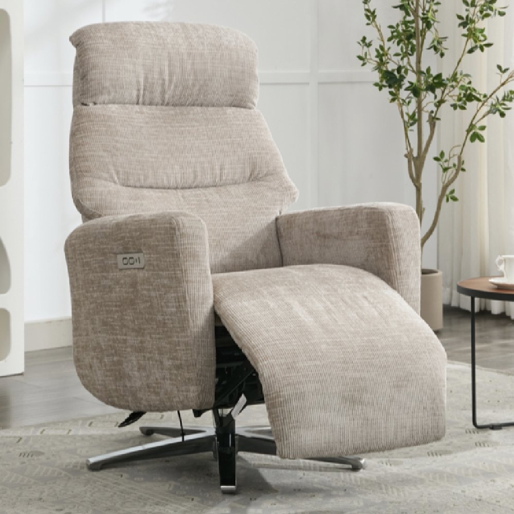 Margate Fabric Electric Recliner Chair In Fossil