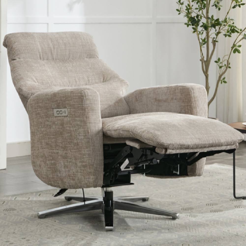 Margate Fabric Electric Recliner Chair In Fossil